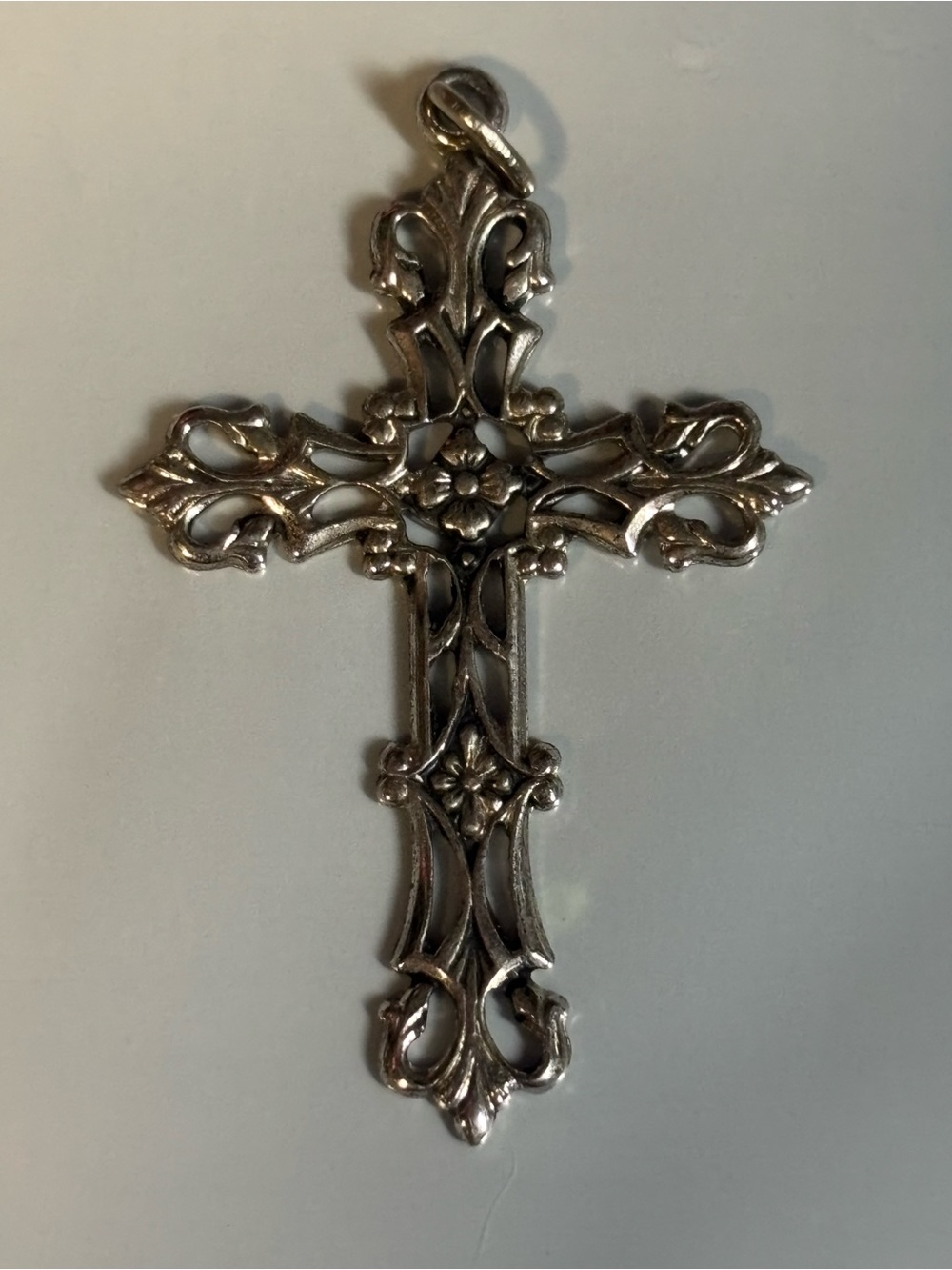Ornate Filigree Cross Pendant in Silver